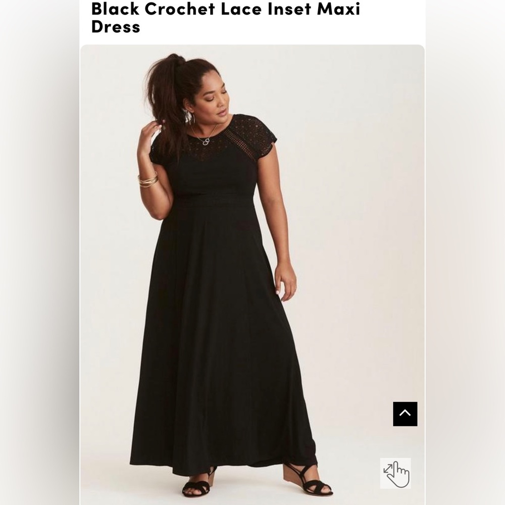 Torrid Black Crochet Lace Inset Maxi Dress Size 3